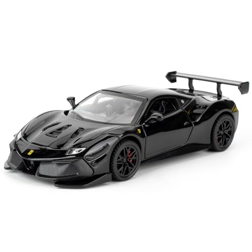 imtfzct 1:32 Ferrari 488 Modellauto, Alu-Druckgussauto mit Rückholfunktion, Kinderspielzeugauto mit Licht und Sound, Sammlermodell Spielzeug, Kindergeschenk (schwarz) von imtfzct