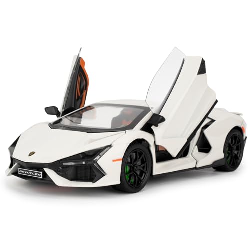 imtfzct Lamborghini Reventon Spielzeugauto, 1/24 Gussmodellauto mit Sound, Licht und Pullback, Sammlermodellauto, Geschenk für Kinder (weiß) von imtfzct
