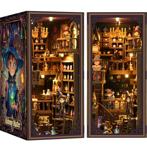 inaepeak DIY Book Nook Kit, 3D Puzzle Puppenhaus Holz Haus, Puppenhäuser Miniatur Haus Kit mit LED Licht, DIY Miniaturhaus Bausatz für Erwachsene, Bücherregal Deko Bastelset Geschenken(Alchemy Master) inaepeak DIY Book Nook Kit, 3D Puzzle Puppenhaus Holz Haus, Puppenhäuser Miniatur Haus Kit mit LED Licht, DIY Miniaturhaus Bausatz für Erwachsene, Bücherregal Deko Bastelset Geschenken(Alchemy Master) von inaepeak