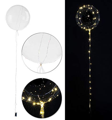 infactory Ballon mit Lichterkette: Luftballon mit Lichterkette, 40 warmweiße LEDs, Ø 30 cm, transparent (Helium Ballon mit Lichterkette, LED Ballon, Lichterschlauch) von infactory
