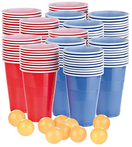 infactory Bierpong Set: Trinkspiel-Set Bier Pong mit 120 Bechern (je 450 ml) und 10 Bällen (Beerpong Becher, Beerpong Set, Schnapsgläser) von infactory