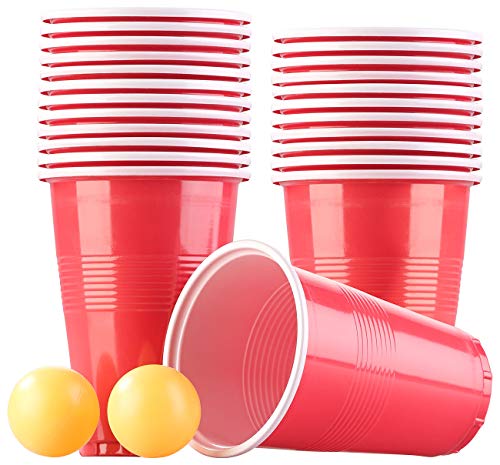 infactory Beer Pong: Trinkspiel-Set Bier Pong mit 24 Bechern (je 450 ml) und 2 Bällen (Bier Ping Pong, Beer Pong Becher, Schnapsgläser) von infactory