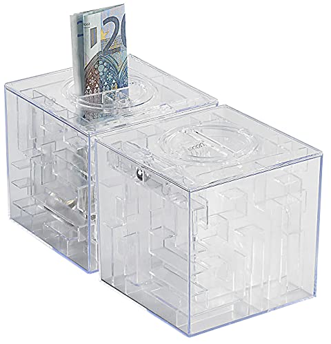 infactory Schwarzgeld-Spardose: 2er-Set Spardosen mit 3D-Kugel-Labyrinth (Coole Spardose, Kinder-Münzen-Geldkassetten, Spielzeug) von infactory