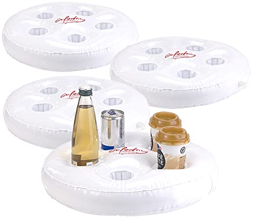infactory Bierhalter für Pool: 4er-Set aufblasbare Schwimm-Getränkehalter, Ø jeweils 5,5 cm (Pool Zubehöre Getränkehalter, Schwimmende Bar für, Flaschenhalter) von infactory