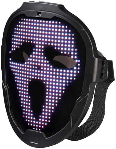 infactory Halloween-Maske Horror: LED-Gesichtsmaske mit Gestensteuerung, 80 Muster, LiPo-Akku, USB-C (LED Maske Halloween, Fasching-Masken) von infactory