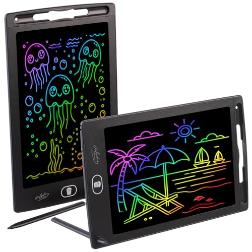 infactory Schreibtafel: 2er-Set LCD-Schreibtafeln für Kinder, 8,5"/21,5 cm, Stift, anthrazit (LCD Schreibtafel Kinder, mit Stift, Eingabestift) von infactory