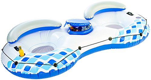 infactory Schwimmring 2 Personen: 2-Personen-Poolbar mit Getränkefach und Rückenlehne, bis 160 kg (Schwimmreifen für 2, Badeinsel, Getränkehalter) von infactory