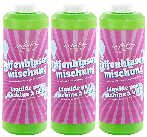 infactory Seifenblasenmischung: Mischung für Bunte Seifenblasen, 3X 1 Liter (Seifenblasennachfüllflasche, Seifenblasen Nachfüll, Zauberstab) von infactory