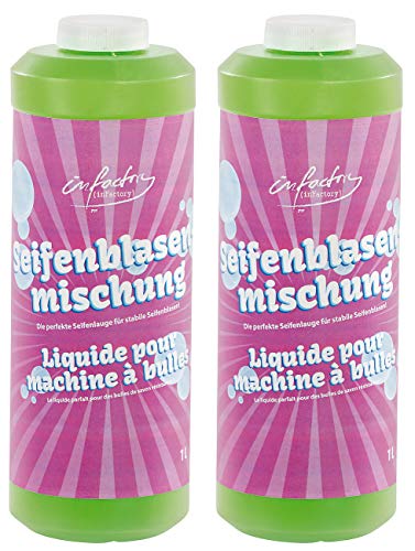 infactory Seifenblasenmischungen: 2er-Set Mischung für Bunte Seifenblasen, 2X 1 Liter (Seifenblasen-Flüssigkeit, Nachfüllen, Pistole) von infactory