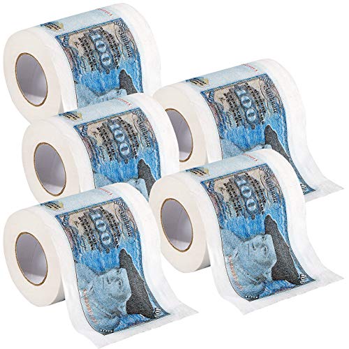infactory Spaßpapier für Gäste-WC: Retro-Toilettenpapier 100 D-Mark, 5 Rollen (Scherz-Klopapier, Witziges Klopapier mit Motiven, Geschenkverpackung) von infactory