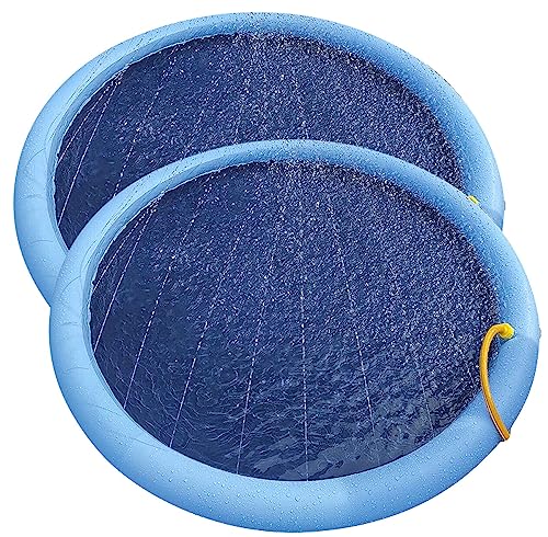 infactory Sprinklerpool: 2er-Set Wasser-Spielmatte für Kinder & Hunde, Schlauchanschluss, PVC (Spritzpools, Anti-Rutsch-Sprinkler, Gartenschlauch) von infactory