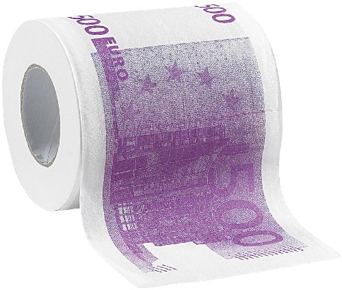 infactory Klopapier: Toilettenpapier mit aufgedruckten 500-Euro-Noten, 2-lagig, 200 Blatt (WC Papier, Geschenk-Toilettenpapier, Geschenkverpackung) von infactory