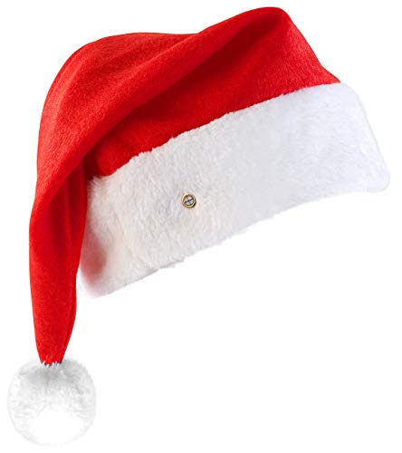 infactory Santa Mütze: LED-Nikolausmütze mit leuchtendem Bommel, weiß blinkend (Blinkende Weihnachtsmütze, Mütze Weihnachtsmann, Kinder Weihnachten) von infactory