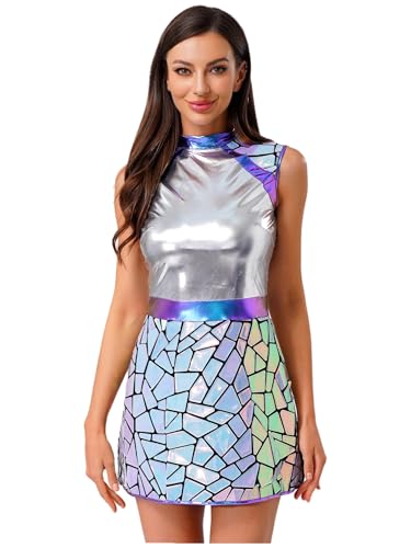 inhzoy Damen Alien Kostüm Space Girl Kleid Fasching Karneval Kostüm Weltraum Party Outfit Cosplay Kleidung Silber XXL inhzoy Damen Alien Kostüm Space Girl Kleid Fasching Karneval Kostüm Weltraum Party Outfit Cosplay Kleidung Silber XXL von inhzoy