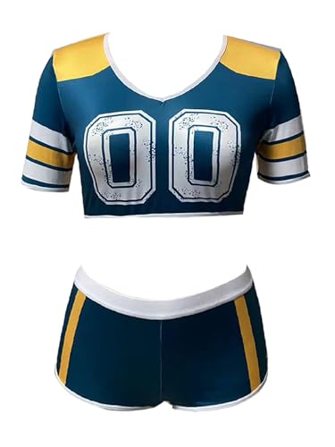 inhzoy Damen Cheer Leader Kostüm Crop Top Shorts 2er High School Musical Outfit Fußball Cheer Uniform Karneval Halloween Grün M inhzoy Damen Cheer Leader Kostüm Crop Top Shorts 2er High School Musical Outfit Fußball Cheer Uniform Karneval Halloween Grün M von inhzoy