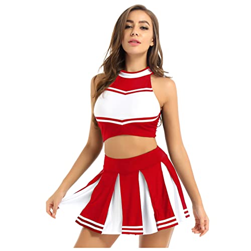 inhzoy Damen Cheerleading Cheer Leader Uniform Rock Crop Top Set Tanz Karneval Fasching Party Halloween Kostüm A_Rot L inhzoy Damen Cheerleading Cheer Leader Uniform Rock Crop Top Set Tanz Karneval Fasching Party Halloween Kostüm A_Rot L von inhzoy
