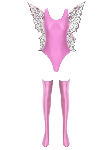 inhzoy Damen Feenkostüm Glitzer Fee Schmetterling Flügel Und Glänzend Nylon Body Strümpfe Set Nymphe Cosplay Karneval Fasching Kostüm Rosa M inhzoy Damen Feenkostüm Glitzer Fee Schmetterling Flügel Und Glänzend Nylon Body Strümpfe Set Nymphe Cosplay Karneval Fasching Kostüm Rosa M von inhzoy