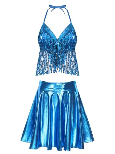 inhzoy Damen Festival Outfit Rave Party Glitzerndes Pailletten Quasten BH Holografisch Metallic Rock Set Fashing Tanz Clubwear Blau L inhzoy Damen Festival Outfit Rave Party Glitzerndes Pailletten Quasten BH Holografisch Metallic Rock Set Fashing Tanz Clubwear Blau L von inhzoy