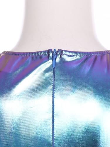 inhzoy Damen Kostüm Alien Space Girl Kleid Glitzer Metallic Weltall Astronautin Kostüm Fasching Halloween Partykleid A-Linie von inhzoy