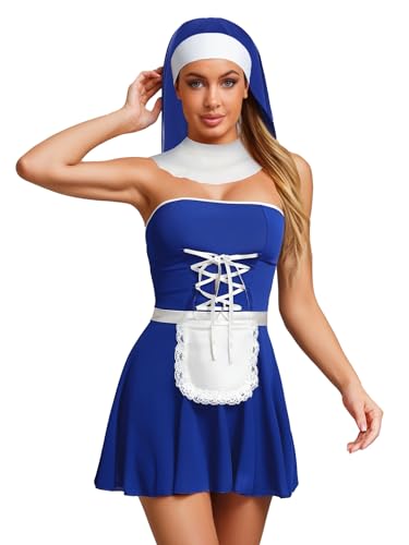 inhzoy Damen Kostüm Dienstmädchen Kleid Maid Schürze Accessoires Set Mit String Party Fasching Babydoll Negligee Königsblau L inhzoy Damen Kostüm Dienstmädchen Kleid Maid Schürze Accessoires Set Mit String Party Fasching Babydoll Negligee Königsblau L von inhzoy