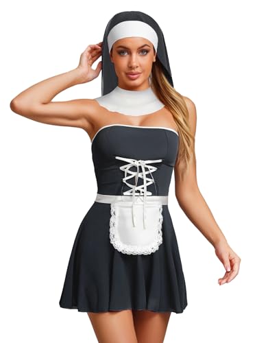 inhzoy Damen Kostüm Dienstmädchen Kleid Maid Schürze Accessoires Set Mit String Party Fasching Babydoll Negligee Schwarz S inhzoy Damen Kostüm Dienstmädchen Kleid Maid Schürze Accessoires Set Mit String Party Fasching Babydoll Negligee Schwarz S von inhzoy