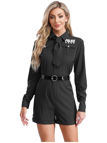 inhzoy Damen Kostüm Polizistin Polizei Overall Kurz Gürtel Und Krawatte 3 Teiliges Frauen Kostüm Fasching Halloween Party Clubwear Schwarz XXL inhzoy Damen Kostüm Polizistin Polizei Overall Kurz Gürtel Und Krawatte 3 Teiliges Frauen Kostüm Fasching Halloween Party Clubwear Schwarz XXL von inhzoy