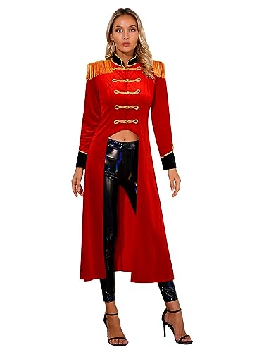 inhzoy Damen Kostüm Zikus Zirkusdirektor Jacke Gothic Frack Garde Uniform Marching Band Jacke Rock Star Cosplay Mantel Fasching Mottoparty Outfit Rot XXL inhzoy Damen Kostüm Zikus Zirkusdirektor Jacke Gothic Frack Garde Uniform Marching Band Jacke Rock Star Cosplay Mantel Fasching Mottoparty Outfit Rot XXL von inhzoy