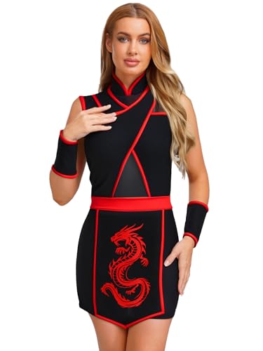 inhzoy Damen Ninja Kostüm Japanische Krieger Cosplay Faschingskostüme Faschnacht Party Outfit Rot XXL inhzoy Damen Ninja Kostüm Japanische Krieger Cosplay Faschingskostüme Faschnacht Party Outfit Rot XXL von inhzoy