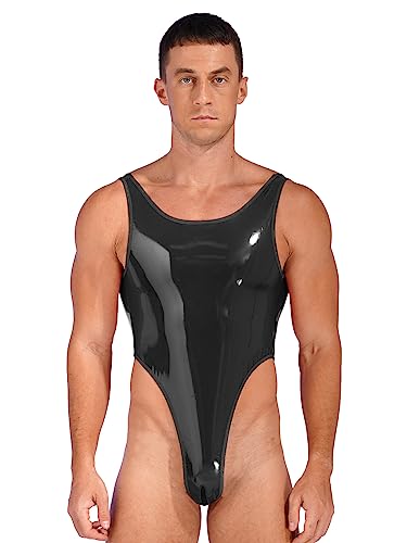 inhzoy Herren Bodysuit Wetlook Body String Thong Leotard Mit Beutel Pouch/Pennishülle Lack Leder Männerbody Unterhemd Einteile Unterwäsche D_Schwarz XL inhzoy Herren Bodysuit Wetlook Body String Thong Leotard Mit Beutel Pouch/Pennishülle Lack Leder Männerbody Unterhemd Einteile Unterwäsche D_Schwarz XL von inhzoy