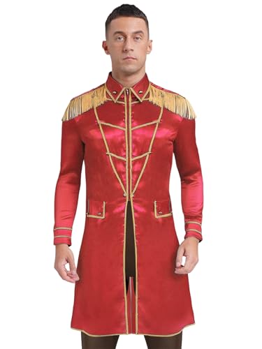 inhzoy Herren Frack Kostüm Fransen Epauletten Parade Jacke Mit Goldene Besatz Karneval Zirkusdirektor Kostüm Gardeuniform Rot L inhzoy Herren Frack Kostüm Fransen Epauletten Parade Jacke Mit Goldene Besatz Karneval Zirkusdirektor Kostüm Gardeuniform Rot L von inhzoy