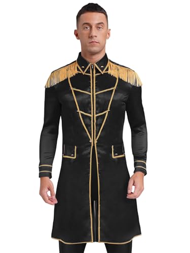 inhzoy Herren Frack Kostüm Fransen Epauletten Parade Jacke Mit Goldene Besatz Karneval Zirkusdirektor Kostüm Gardeuniform Schwarz 3XL inhzoy Herren Frack Kostüm Fransen Epauletten Parade Jacke Mit Goldene Besatz Karneval Zirkusdirektor Kostüm Gardeuniform Schwarz 3XL von inhzoy