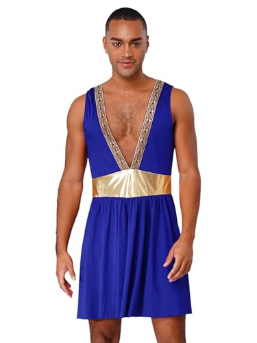 inhzoy Herren Grieche Götter Kostüm Römisches Gladiator Outfit Rom Kleidung Für Party Halloween Karneval Blau S von inhzoy