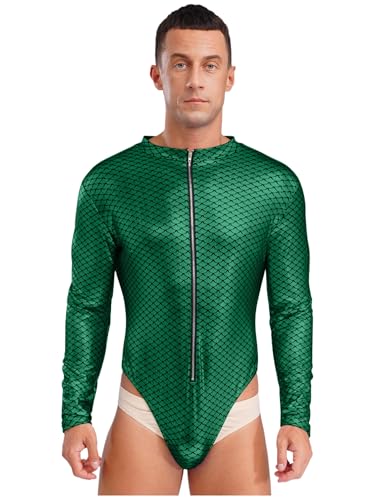 inhzoy Herren Meerjungfrau König Der Meere Kostüm Glänzende Metallic Fischschuppen Bodysuit Karneval Party Outfit Grün 4XL inhzoy Herren Meerjungfrau König Der Meere Kostüm Glänzende Metallic Fischschuppen Bodysuit Karneval Party Outfit Grün 4XL von inhzoy