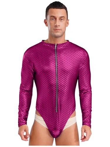 inhzoy Herren Meerjungfrau König Der Meere Kostüm Glänzende Metallic Fischschuppen Bodysuit Karneval Party Outfit Hot Pink XL inhzoy Herren Meerjungfrau König Der Meere Kostüm Glänzende Metallic Fischschuppen Bodysuit Karneval Party Outfit Hot Pink XL von inhzoy