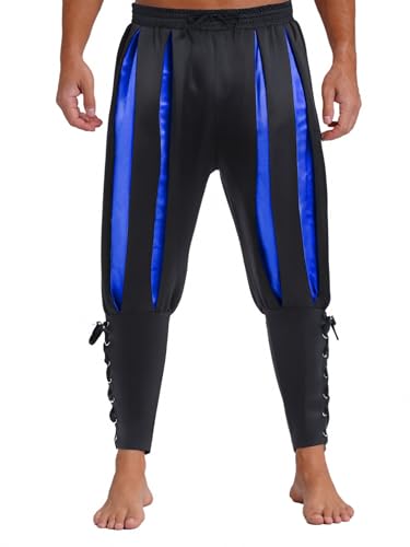 inhzoy Herren Piratenhose Mittelalterliches Wikinger Kostüm Renaissance Steampunk Schnürung Hose Cosplay Outfits Blau S von inhzoy