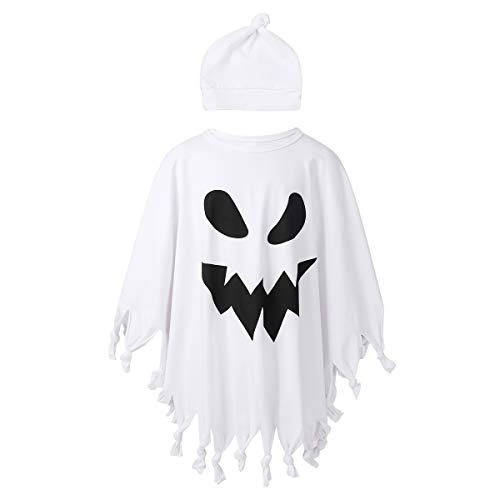 inhzoy Kinder Baby Halloween Gespenst Geist Cosplay Kleidung Karneval Weihnachten Mottoparty Outfit Geisterumhang Robe Und Hut Weiß 104-110 von inhzoy