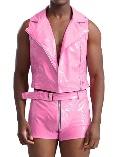 inhzoy Männer Lack Und Leder Outfit Ärmelloses Lack Weste Wetlook Boxer Briefs Mit Doppelreißverschluss Punk Party Clubwear Rosa 3XL inhzoy Männer Lack Und Leder Outfit Ärmelloses Lack Weste Wetlook Boxer Briefs Mit Doppelreißverschluss Punk Party Clubwear Rosa 3XL von inhzoy