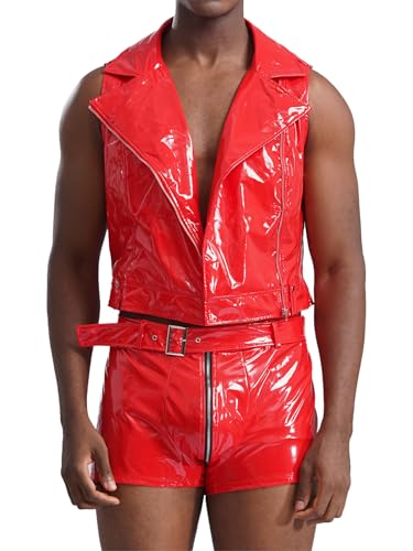 inhzoy Männer Lack Und Leder Outfit Ärmelloses Lack Weste Wetlook Boxer Briefs Mit Doppelreißverschluss Punk Party Clubwear Rot L inhzoy Männer Lack Und Leder Outfit Ärmelloses Lack Weste Wetlook Boxer Briefs Mit Doppelreißverschluss Punk Party Clubwear Rot L von inhzoy