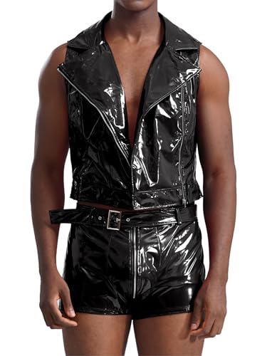 inhzoy Männer Lack Und Leder Outfit Ärmelloses Lack Weste Wetlook Boxer Briefs Mit Doppelreißverschluss Punk Party Clubwear Schwarz XXL inhzoy Männer Lack Und Leder Outfit Ärmelloses Lack Weste Wetlook Boxer Briefs Mit Doppelreißverschluss Punk Party Clubwear Schwarz XXL von inhzoy
