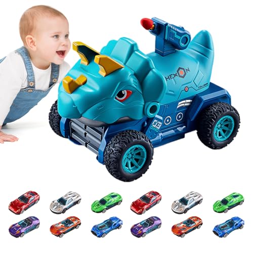 inkaa Dinosaurierspielzeug mit Autos, Dinosaurierspielzeug für Kinder | Transformierendes Trägheitsfahrzeug für Kinder - Lernspielzeug mit Auswurf-Rennstrecke als Geburtstagsgeschenk, buntes von inkaa