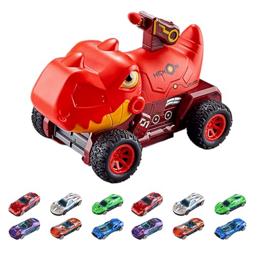 inkaa Spielzeug-Dinosaurier-Set, Dinosaurier-Spielzeug mit Autos - Verwandelndes Spielzeug für Trägheitsfahrzeuge,Lernspielzeug mit Auswurf-Rennstrecke als Geburtstagsgeschenk, buntes Spielzeugset für von inkaa