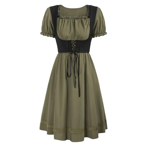 inlzdz Damen Mittelatler Kleid Renaissance Partykleid Vintage Korsett Kleid Kurzarm mit Schnürung Karneval Fasching Steampunk Kostüm Armeegrün XL inlzdz Damen Mittelatler Kleid Renaissance Partykleid Vintage Korsett Kleid Kurzarm mit Schnürung Karneval Fasching Steampunk Kostüm Armeegrün XL von inlzdz