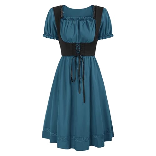 inlzdz Damen Mittelatler Kleid Renaissance Partykleid Vintage Korsett Kleid Kurzarm mit Schnürung Karneval Fasching Steampunk Kostüm Navy blau M inlzdz Damen Mittelatler Kleid Renaissance Partykleid Vintage Korsett Kleid Kurzarm mit Schnürung Karneval Fasching Steampunk Kostüm Navy blau M von inlzdz