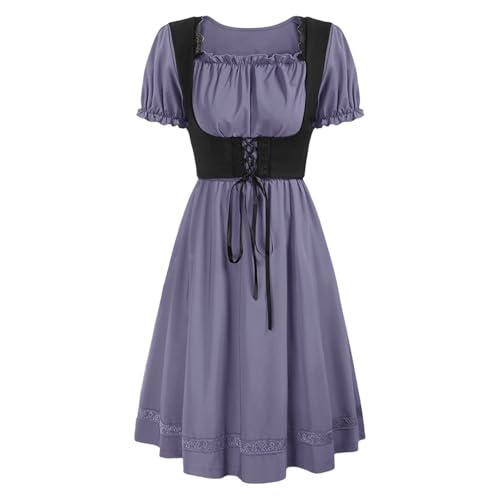 inlzdz Damen Mittelatler Kleid Renaissance Partykleid Vintage Korsett Kleid Kurzarm mit Schnürung Karneval Fasching Steampunk Kostüm Violett M inlzdz Damen Mittelatler Kleid Renaissance Partykleid Vintage Korsett Kleid Kurzarm mit Schnürung Karneval Fasching Steampunk Kostüm Violett M von inlzdz