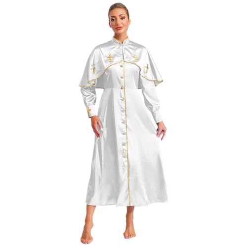 inlzdz Damen Priester Klerus Robe Lang Cassock Tunika Kleid Maxikleid für Chor Katholische Kirche Mottoparty Weiß 3XL inlzdz Damen Priester Klerus Robe Lang Cassock Tunika Kleid Maxikleid für Chor Katholische Kirche Mottoparty Weiß 3XL von inlzdz