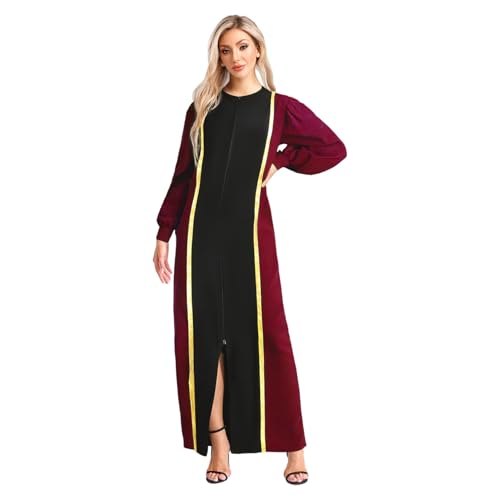 inlzdz Damen Priester Robe Klerus Chor Gewand Lang Mantel Langarm mit Reißverschluss Katholische Kirche Kostüm Burgundy S von inlzdz