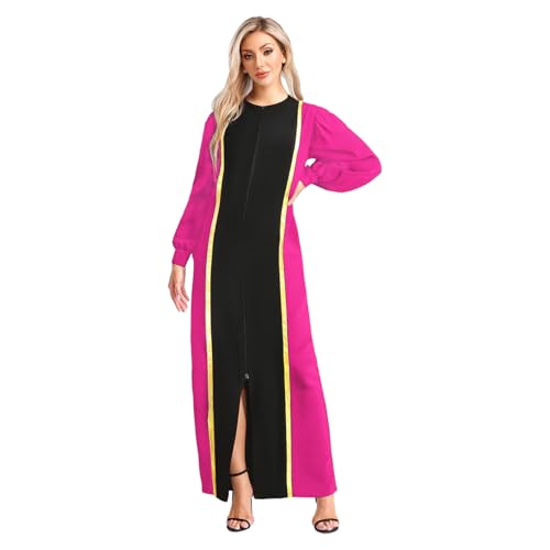 inlzdz Damen Priester Robe Klerus Chor Gewand Lang Mantel Langarm mit Reißverschluss Katholische Kirche Kostüm Hot Pink S von inlzdz