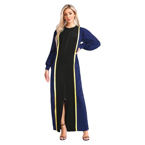 inlzdz Damen Priester Robe Klerus Chor Gewand Lang Mantel Langarm mit Reißverschluss Katholische Kirche Kostüm Navy blau XL von inlzdz