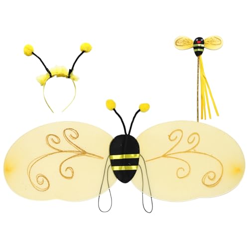 inlzdz Gelbes Hummelkostüm Flügel Bienenantennen Stirnband Zauberstab Kostümzubehör Für Erwachsene Kinder Halloween Cosplay Party Typ C-1 Einheitsgröße inlzdz Gelbes Hummelkostüm Flügel Bienenantennen Stirnband Zauberstab Kostümzubehör Für Erwachsene Kinder Halloween Cosplay Party Typ C-1 Einheitsgröße von inlzdz
