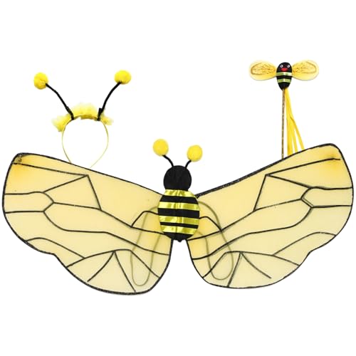 inlzdz Gelbes Hummelkostüm Flügel Bienenantennen Stirnband Zauberstab Kostümzubehör Für Erwachsene Kinder Halloween Cosplay Party Typ E-3 Einheitsgröße inlzdz Gelbes Hummelkostüm Flügel Bienenantennen Stirnband Zauberstab Kostümzubehör Für Erwachsene Kinder Halloween Cosplay Party Typ E-3 Einheitsgröße von inlzdz